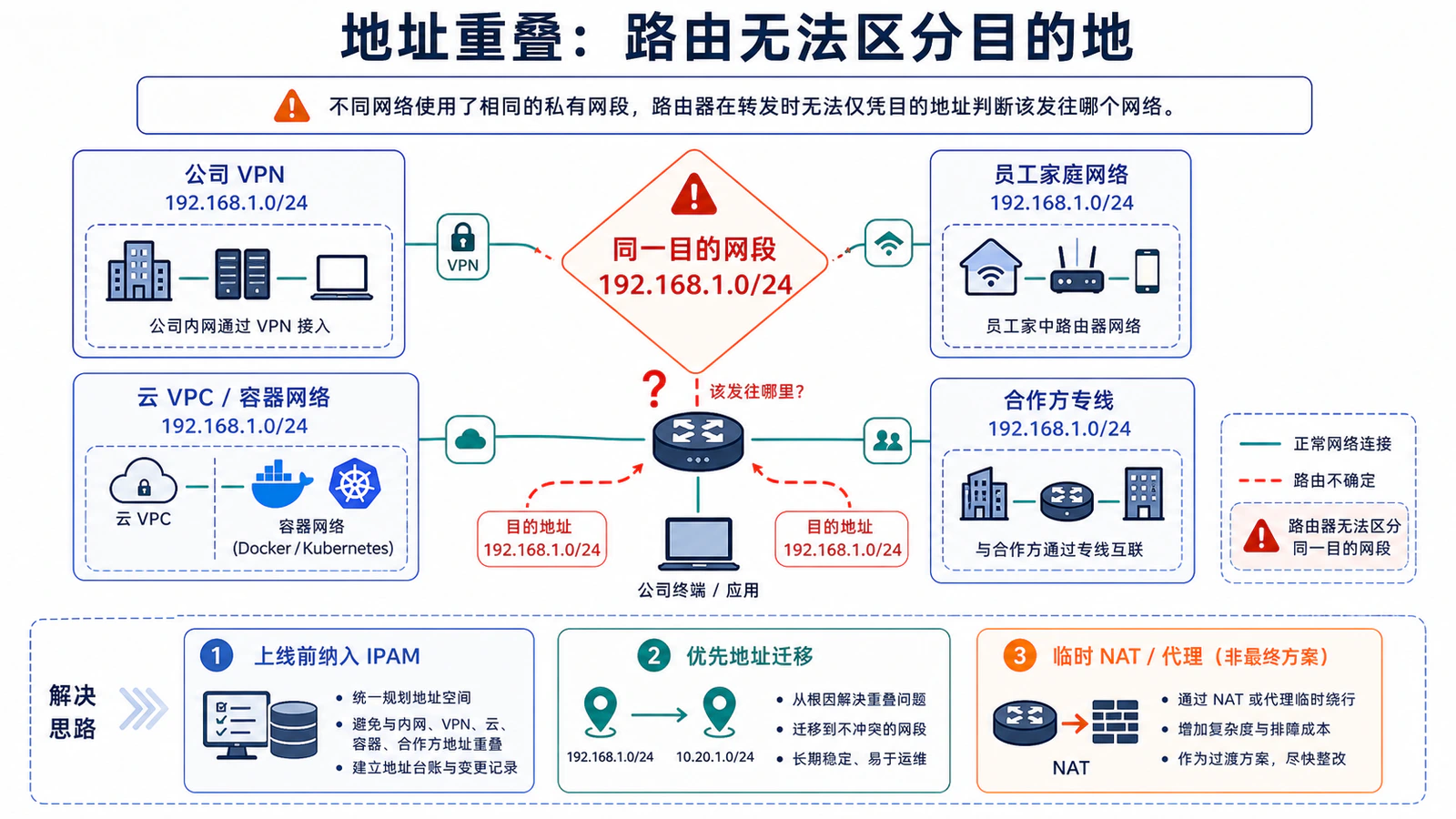 地址重叠导致路由冲突